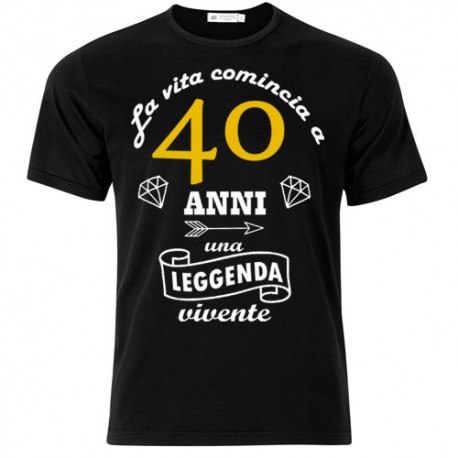 T Shirt Uomo La Vita Comincia A 40 Anni Idea Regalo Per Il Compleanno