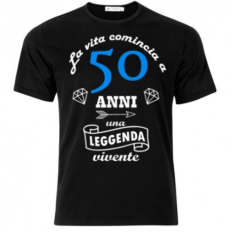 Idee Regalo Natale Uomo 50 Anni.T Shirt Uomo La Vita Comincia A 50 Anni Idea Regalo Per Il Compleanno