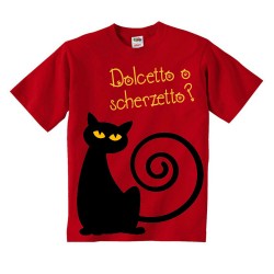 T-shirt bimbo e bimba "Dolcetto o scherzetto?" gatto nero di Halloween, stampa fronte/retro!