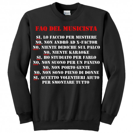 Felpa uomo girocollo "Faq del musicista"