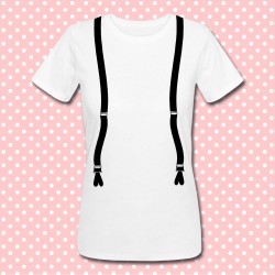 T-shirt donna con stampa finte bretelle, hipster style
