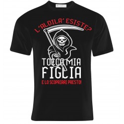 T-shirt uomo "L'aldilà esiste? Tocca mia figlia e lo scoprirai presto!", idea regalo divertente per il papà