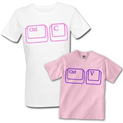 T-shirt di coppia mamma e figlia "CTRL C + CTRL V", divertente idea regalo per una mamma ed una bambina