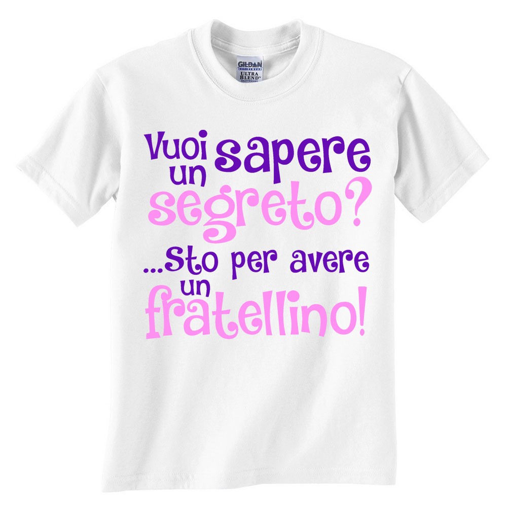 T-shirt bimba Vuoi sapere un segreto? Sto per avere un fratellino!, idea  sorpresa per annunciare la seconda gravidanza!