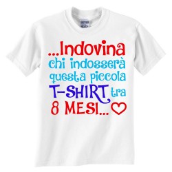 T-shirt baby "Indovina chi indosserà questa piccola t-shirt tra..." personalizzabile, per annunciare la gravidanza!