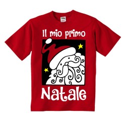 T-shirt bimbo e bimba "Il mio primo Natale" Babbo Natale