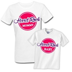 T-shirt di coppia mamma e figlia "Hard Rock Mommy / Hard Rock Baby", divertente idea regalo per una mamma ed una bambina