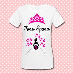 T-shirt "Miss Sposa" silhouette, idea regalo per una sposa, addio al nubilato