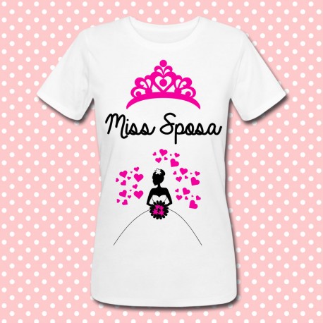 T-shirt "Miss Sposa" silhouette, idea regalo per una sposa, addio al nubilato