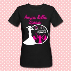 T-shirt "Amica della Sposa" silhouette, idea regalo per le damigelle, addio al nubilato