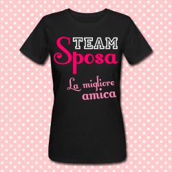 T-shirt "Team della Sposa: la migliore amica", idea regalo personalizzabile per addio al nubilato