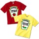 T-shirt di coppia fratellini, sorelline, gemellini, gemelline "Ketchup & Mustard" ketchup e mostarda divertenti