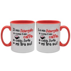 Set 2 tazze di coppia Fidanzato e Fidanzata "Come il mio caffè...", idea regalo per San Valentino!