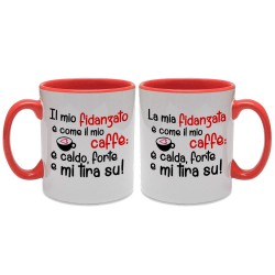 Set 2 tazze di coppia Fidanzato e Fidanzata "Come il mio caffè...", idea regalo per San Valentino!