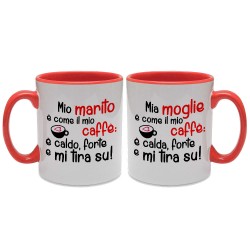 Set 2 tazze di coppia Marito e Moglie "Come il mio caffè...", idea regalo per San Valentino!