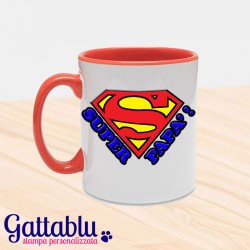 Tazza colorata "Superpapà" Superman inspired, idea regalo per la festa del papà, rossa!