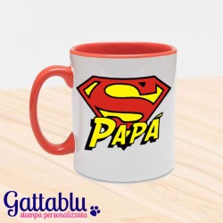 Tazza colorata "Super Papà", idea regalo per la festa del papà, rossa