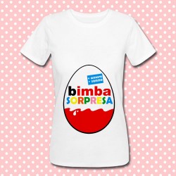 T-shirt "Bimba Sorpresa" uovo di cioccolato, simpatica premaman