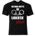 T-shirt uomo "Ultima notte di libertà", manette argentate, idea regalo per addio al celibato!