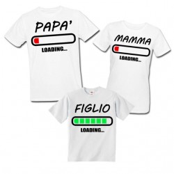 T-shirt famiglia: mamma, papà e figlio/figlia "Batteria loading..." divertente, personalizzabile come vuoi!