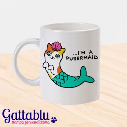 Tazza "I'm a purrrmaid" gatto sirena, mermaid cat