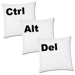 Set 3 federe per cuscini "Ctrl + Alt + Del", tastiera computer (english version)