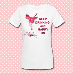 T-shirt per Addio al Nubilato, cocktail colorato Keep Drinking and Marry On (rosa)