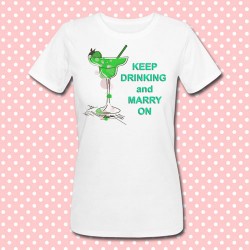 T-shirt per Addio al Nubilato, cocktail colorato Keep Drinking and Marry On (verde)
