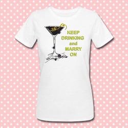 T-shirt per Addio al Nubilato, cocktail colorato Keep Drinking and Marry On (giallo)