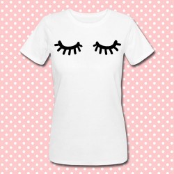 T-shirt donna "Occhietti chiusi" doodle occhi ciglia