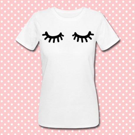 T-shirt donna "Occhietti chiusi" doodle occhi ciglia