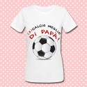 T-shirt premaman "Scalcio meglio di papà!", divertente effetto pallone