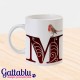 Tazza con la tua lettera iniziale ed uccellino pettirosso vintage shabby chic