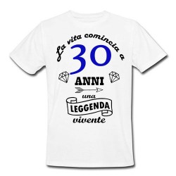 T-shirt uomo "La vita comincia a 30 anni", idea regalo per il compleanno! (bianca)
