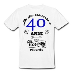 T-shirt uomo "La vita comincia a 40 anni", idea regalo per il compleanno! (bianca)