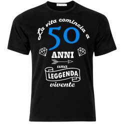 T-shirt uomo "La vita comincia a 50 anni", idea regalo per il compleanno!