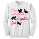 Felpa girocollo donna "Ero normale... 3 gatti fa!", gattara divertente, PERSONALIZZABILE!