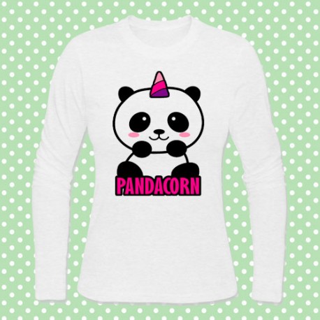 T-shirt donna manica lunga "Pandacorn", panda unicorno kawaii!