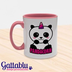 Tazza colorata "Pandacorn", panda unicorno kawaii! Rosa!