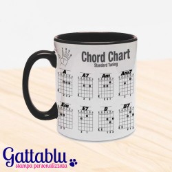 Tazza colorata "Chord Chart", accordi di chitarra, FULL PRINTED, stampa su tutta la superficie!