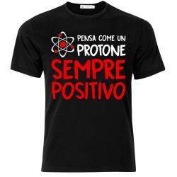 T-shirt uomo "Pensa come un protone: sempre positivo!" (nera)