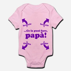 Body / pagliaccetto neonato, rosa, bimba, bebè "Ce la puoi fare papà!"