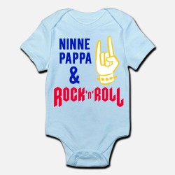 Body / pagliaccetto neonato, azzurro, bimbo, bebè "Ninne pappa e rock'n'roll"
