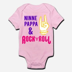 Body / pagliaccetto neonato, rosa, bimba, bebè "Ninne pappa e rock'n'roll"