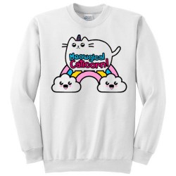 Felpa girocollo donna "Meowgical Caticorn", gatto unicorno kawaii