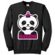 Felpa girocollo donna "Pandacorn", panda unicorno kawaii, nera
