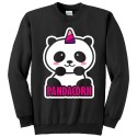 Felpa girocollo donna "Pandacorn", panda unicorno kawaii, nera