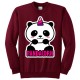 Felpa girocollo donna "Pandacorn", panda unicorno kawaii, bordeaux