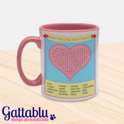 Tazza colorata gioco di San Valentino "Trova le parole d'amore", idea regalo!