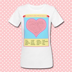 T-shirt donna gioco "Trova le parole d'amore", idea regalo per San Valentino